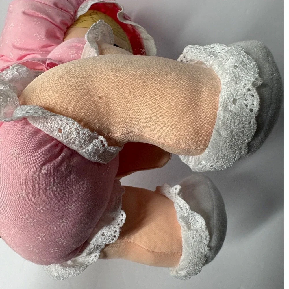 Working Precious Moments Applause Musical Plush Doll Girl Pink Bonnet Butterfly